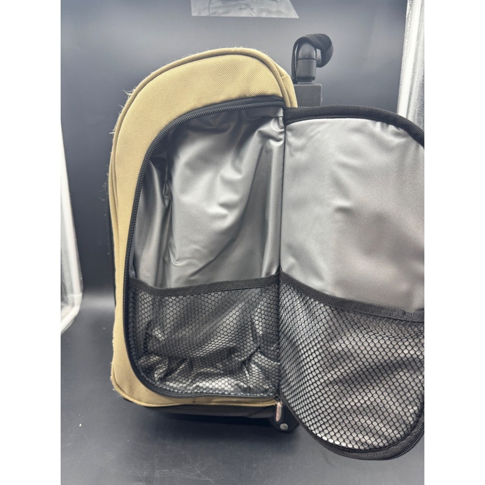 Travelon Wheeled Under Seat Carry-On Rolling Luggage Khaki Black Travel Bag - Picture 10 of 13